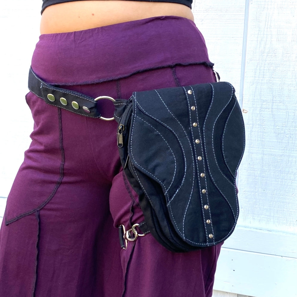 Black Crossbody Bag with Silver Accents - Picture 2 of 5
